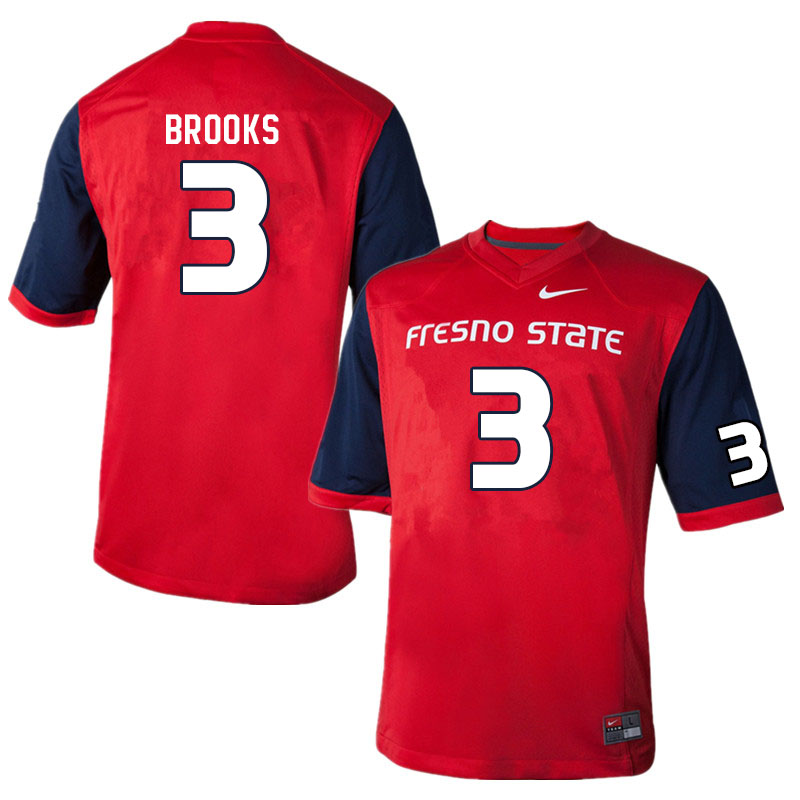 Men #3 Erik Brooks Fresno State Bulldogs College Football Jerseys Sale-Red